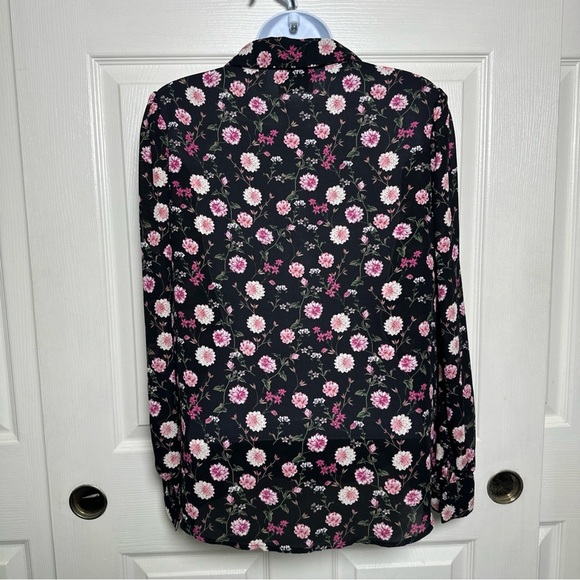 Elie Tahari Womens Size Small Black Floral Blouse Button Front Top Office Work - Picture 2 of 13